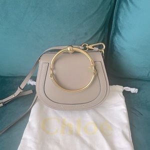 leather beige-gray crossbody purse